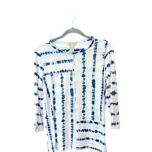 Multiples nautical, blue and white tie-dye style top… Size small